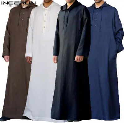 2025 Long Men's Hooded Muslim Robe Brown