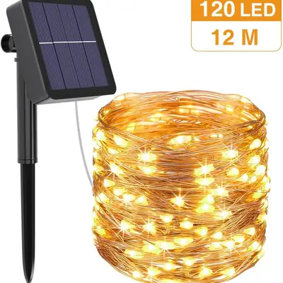 Solar LED Light 120 LEDs Outdoor Waterproof 12m