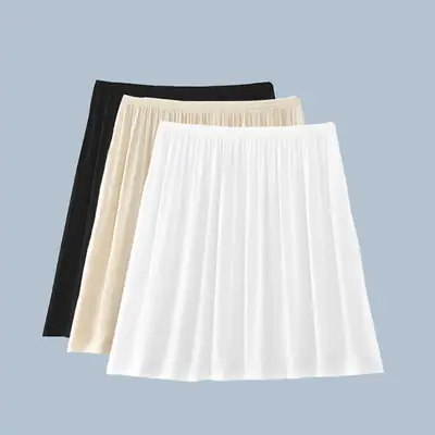 Women's Beige Liner Skirt Mid Length Summer Wear
