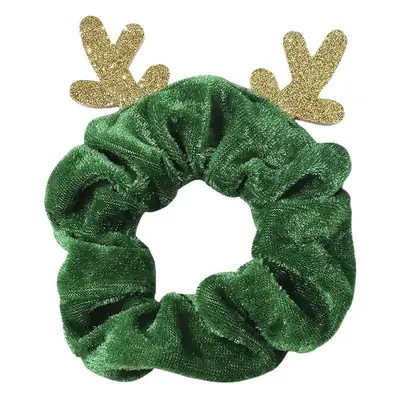 Green Velvet Christmas Hair Ring with Bow