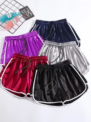 Purple Korean Style Women Shorts Loose Fit Summer Wear