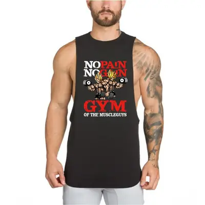 Gym Muscle Vest Cotton Pain No Gain Grey