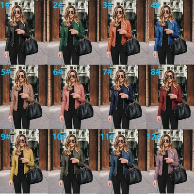 Women's Leather PU Jacket Suit Brown Black Winter Fashion