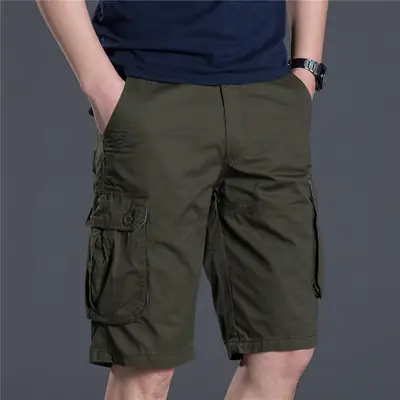 Men Cargo Shorts Tan Black Large