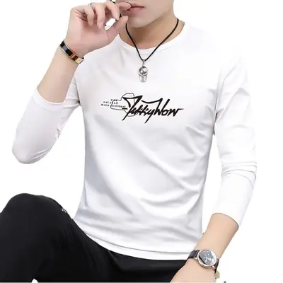 Men Grey Printed Long Sleeve T-Shirt Casual Autumn Wear
