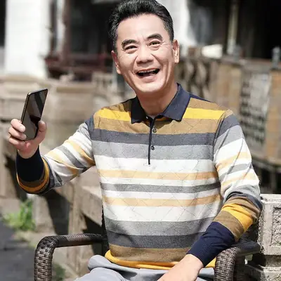 Dad's Maroon Striped Long Sleeve T-Shirt