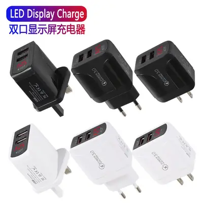 2 USB Digital Display Charger 2.4A European Regulations US Regulations UK Regulations Smart Phone Charging Head Travel Charge Cross-border Wholesale