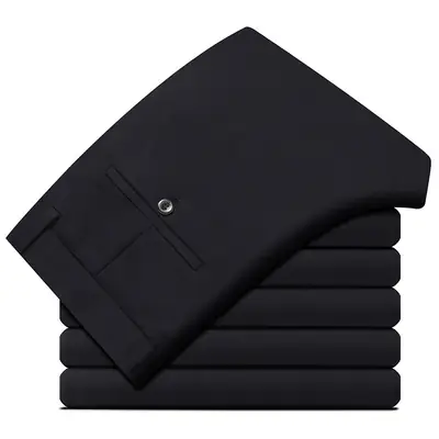 Men's Black Elastic Spring & Autumn Pants