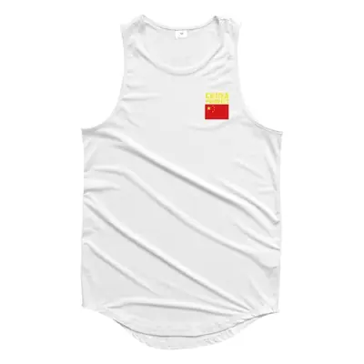 Men's Black Sleeveless Waistcoat Vest Chinese Print Summer Training