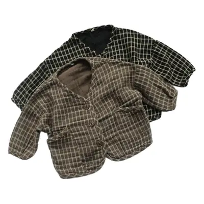 2025 New Kids Plaid Cardigan Jacket Set