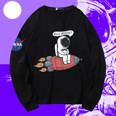 Nasa Space Aesthetic Yellow Long Sleeve Sweatshirt