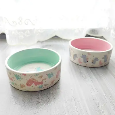 Pet Supplies Ceramic Bowl Unicorn Cat Bowl Water and Food Feeder Easy to Clean Anti-Spill Wholesale Dog Bowl in Stock