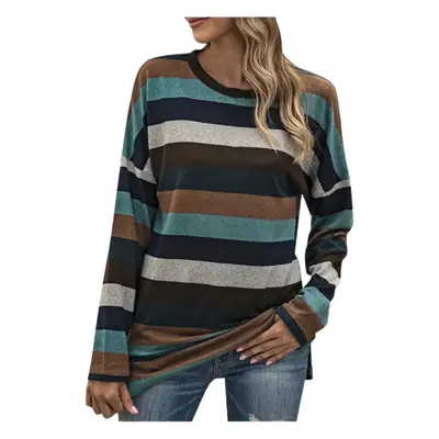 Striped Knit Crewneck Women Large Summer Wear