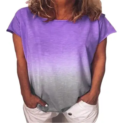 Rainbow Gradient Short Sleeve T-Shirt Green Grey