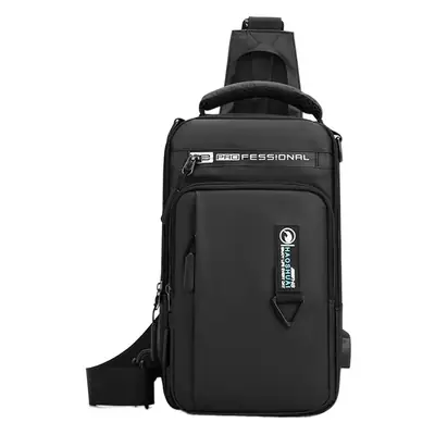 Men's USB Charging Anti-Theft Chest Bag Black