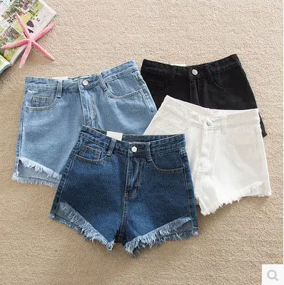 2020 Korean Style Denim Shorts Women Loose Front High Waist
