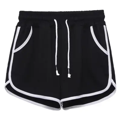 Women's Plus Size Drawstring Sports Shorts Grey White