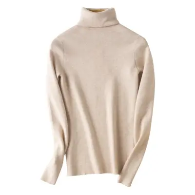 Women's Black Slim Fit Turtleneck Sweater for Autumn Winter
