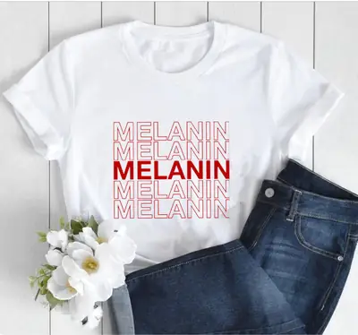 Melanin Five Line Fashion T-Shirt Grey Short Sleeve