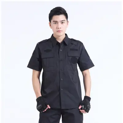 Men Black Security Training Suit Short Sleeve