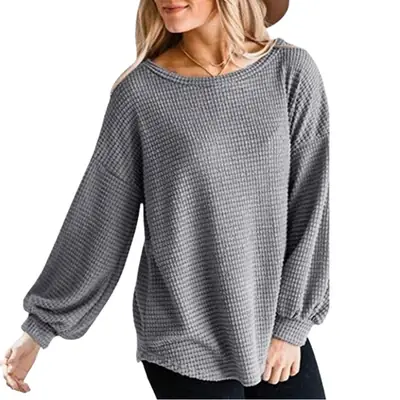 Plus Size Waffle Knit Long Sleeve Shirt Lavender