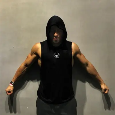Red Hooded Sleeveless Gym Vest for Men