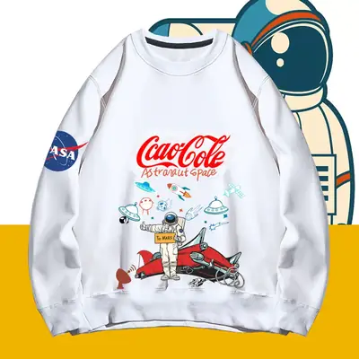Men's Women's Pink NASA Cartoon Pullover Sweatshirt