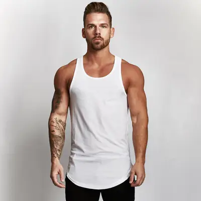 Men's Blue Muscle Vests Summer Solid Mesh Underwear