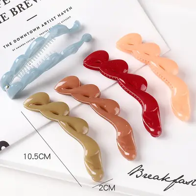 Japanese & Korean Hot-selling Large Ponytail Clip Back Head Top Clip Hollow Long Twisted Claw Clip Elegant Grab Clip All-match Hair Accessories