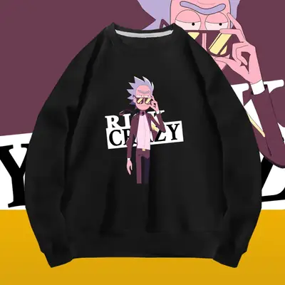 Rick Morty Cartoon Crewneck Sweater Yellow