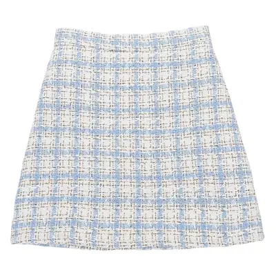 Women Plaid Skirt High Waist Slim Fit Tweed Top