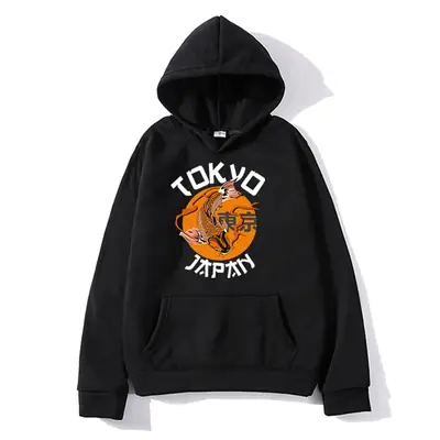 Tokyo Jigro Printed Orange Hoodie for Men