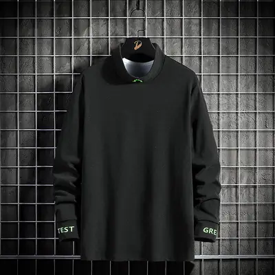 Men Long Sleeve Velvet T-Shirt White Winter Korean Style