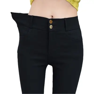 Women's Slim Black High Waist Pencil Pants Autumn 2023