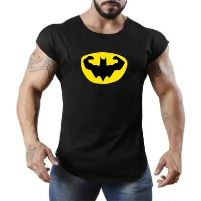 Men's Black Sleeveless Gym Vest T-Shirt