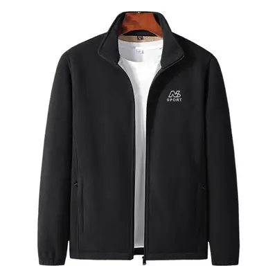Men's Velvet Fleece Jacket Beige Mid Season Warm