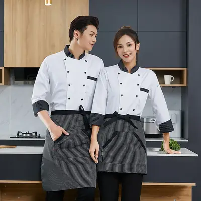 Long-sleeved Chef's Suit Set for Men Women Kitchen Wear