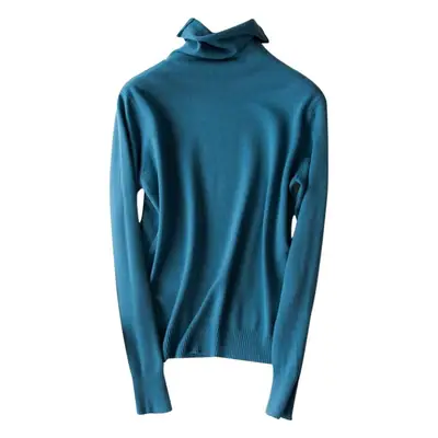 Women Wool Blottom High Collar Slimming Shirt White