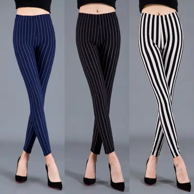 Women Striped Slimming Leggings Boot Pants Set