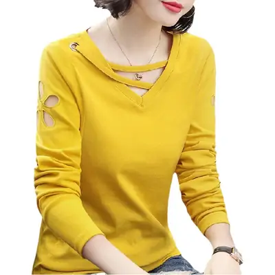 2020 Long Sleeve Women Black T-Shirt Large