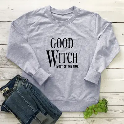 Good Witch Halloween Crewneck Sweatshirt White