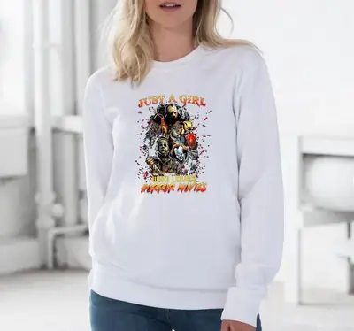 Halloween Printed Sweatshirt for Girls Yellow Round Neck