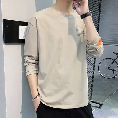 Men's 2022 Slim Fit Long Sleeve T-Shirt Beige