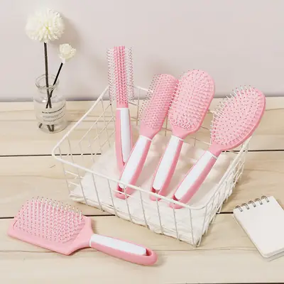 Pink Oval Hair Brush for Curly Hair Care