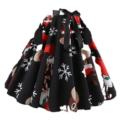 Black Snowman Print Skirt Dress Large Quantity