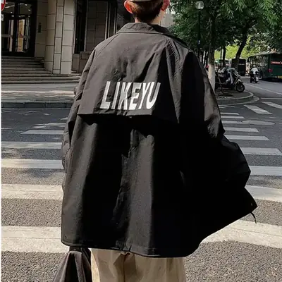 Men's Grey Korean Style Baseball Jacket Spring Coat