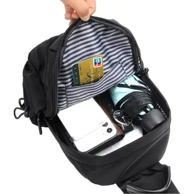 Men's Korean Style Grey Shoulder Crossbody Backpack