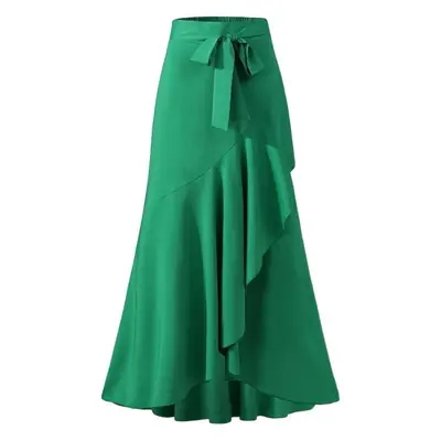 Black High Waist Irregular Lace Hip Fishtail Skirt