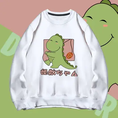 Men Women Grey Dinosaur Hooded Sweatshirt 2020