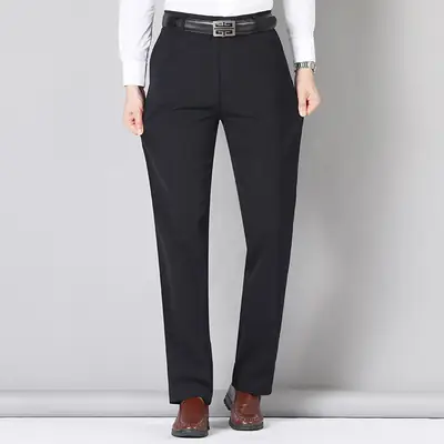Black Slim Fit Dad Pants for Men Business Casual